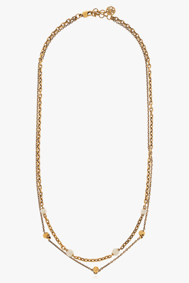【送料&関税込】Alexander McQueen Gold Brass Necklace alexander mcqueen ruffled hem top item - Gold Brass necklace